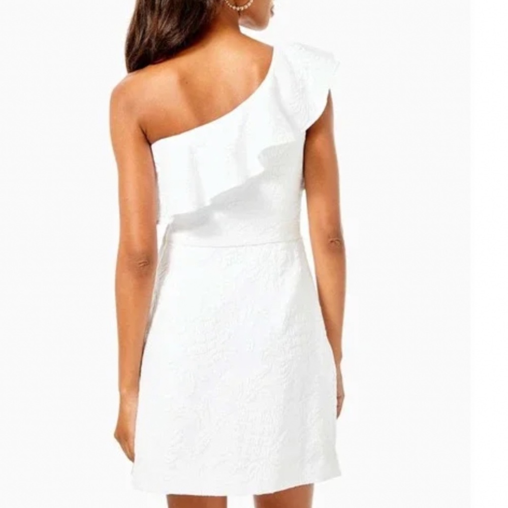 Lilly Pulitzer Pineapple Pucker Jacquard WHITE Kipton Romper One Shoulder 8 - Picture 2 of 9